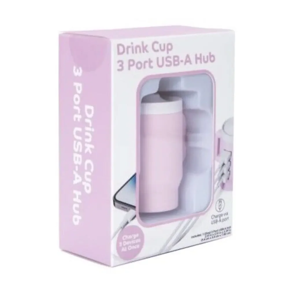 🔥Drink Cup Shaped 3 Port USB-A Hub Tumbler Style BNWT🔥